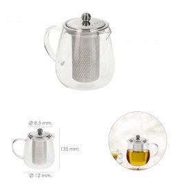 Tetera Infusiones De Cristal 750 ml. Con Filtro Infusor De Acero Inoxidable
