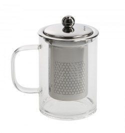 Taza Infusiones De Cristal 350 ml. Con Filtro Infusor De Acero Inoxidable