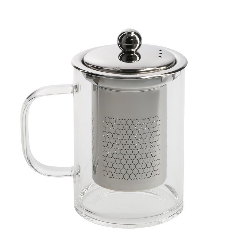 Taza Infusiones De Cristal 350 ml. Con Filtro Infusor De Acero Inoxidable