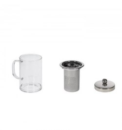Taza Infusiones De Cristal 350 ml. Con Filtro Infusor De Acero Inoxidable