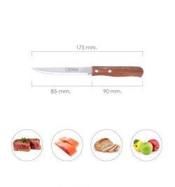 Cuchillo Montana Multiusos Hoja Sierra Acero Inoxidable 11 cm. Mango Madera (Blister 3 piezas)