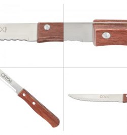 Cuchillo Montana Multiusos Hoja Sierra Acero Inoxidable 11 cm. Mango Madera (Blister 3 piezas)