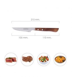Cuchillo Montana Chuletero Hoja Acero Inoxidable 9 cm. Mango Madera (Blister 3 Piezas)