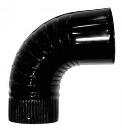Codo Estufa Color Negro Vitrificado de  175 mm. 90°