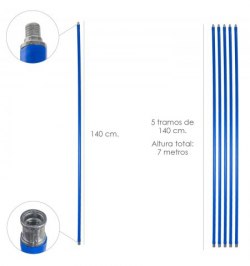 Mastil Deshollinador 5 tramos de 140 cm. (7 metros  x Ø 20 mm.)