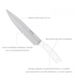 Cuchillo Alaska Cocinero / Chef Hoja Acero Inoxidable 20 cm. Blanco