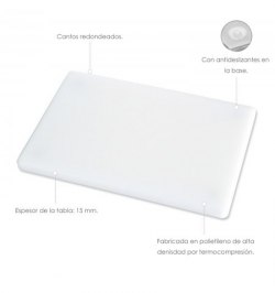 Tabla Cortar Polietileno 35x25x1,5 cm.  Color  Blanco