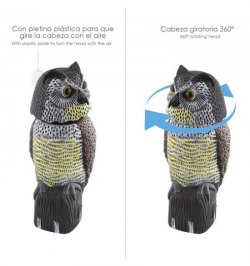 Buho Ahuyentador de Pajaros / Aves Con Cabeza Giratoria 40 cm.