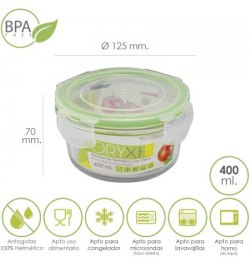Recipiente Hermetico Cristal Redondo 400 ml. Ø 125 x 7 (alt) cm.