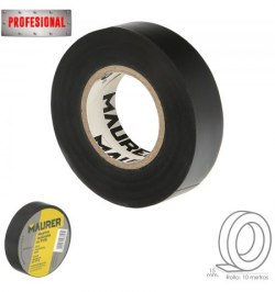 Cinta Aislante, PVC, Profesional, 10 metros x 15 mm. x 0,13 mm espesor. Color Negra.