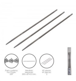 Limas Cadena Motosierra 200 x Ø 4.0 mm. 3/8" LP (Pack 3 Piezas)