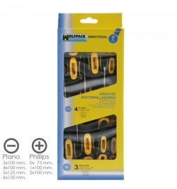 Juego Destornilladores Acero Cromo Vanadio 7 Piezas Con Mango Bimaterial
