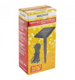 Luces Navidad Solar 100 Leds Luz Cálida Interior / Exterior (IP44)