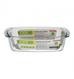 Fuente Cristal Para Horno, 1.5 Litros, Molde Especial Reposteria, 27x14x7 cm.