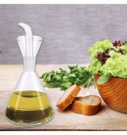 Aceitera De Cristal Con Sistema Antigoteo, Capacidad 250 ml.