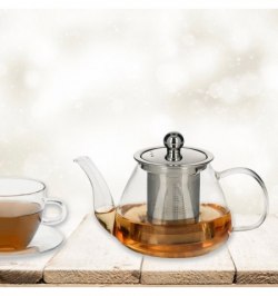 Tetera Infusiones De Cristal 500 ml. Con Filtro Infusor De Acero Inoxidable