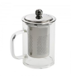 Taza Infusiones De Cristal 350 ml. Con Filtro Infusor De Acero Inoxidable
