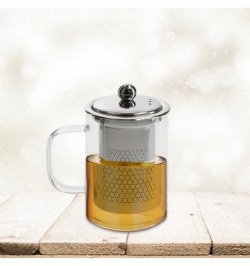 Taza Infusiones De Cristal 350 ml. Con Filtro Infusor De Acero Inoxidable