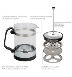 Cafetera Francesa De Cristal Y Acero Inoxidable, Con Embolo,  Capacidad De 800 ml