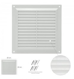 Rejilla Plastico Sobreponer Con Malla Posterior 20x20 cm.