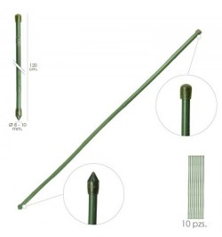 Tutor Varilla Bambú Plastificado Ø  8  - 10 mm. x   120 cm. (Paquete 10 Unidades)