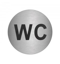 Placa Adhesiva "WC" Acero Inoxidable Ø 7 cm.