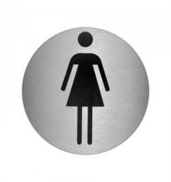 Placa Adhesiva Baño "Mujer" Acero Inoxidable Ø 7 cm.