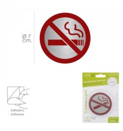 Placa Adhesiva "No Fumar" Acero Inoxidable Ø 7 cm.