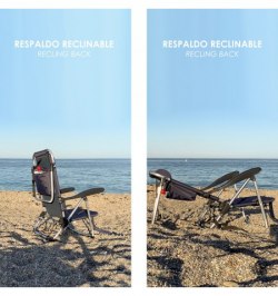 Silla Playa Tipo Mochila Con Bosillo Termico Muy Ligera Realizada En Nylon Alta Calidad y Aluminio