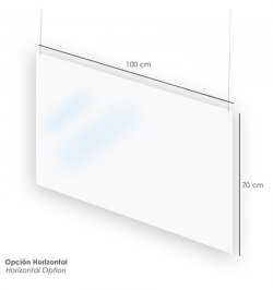 Mampara Protectora  Colgar Techo  Policarbonato 3 mm. Trasnparente. Medida 70x100 cm.