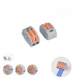 Regleta Conexion Rapida, Conexion Electrica 2 Polos, Ø 4 mm. 32 A, Paquete 24 Unidades