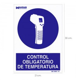 Cartel De Control Obligatorio De La Temperatura 30x21 cm.