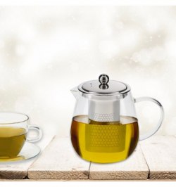 Tetera Infusiones De Cristal 750 ml. Con Filtro Infusor De Acero Inoxidable
