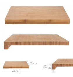 Tabla Cortar Fabricada En Madera De Bambu 100% Con Borde 46x30,5 cm. Tabla Cortar, Carne Pescado, Verduras, Frutas, Alimentos