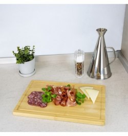 Tabla Cortar Fabricada En Madera De Bambu 100% Con Ranura 32x25,5 cm. tabla Cortar, Carne Pescado, Verduras, Frutas, Alimentos