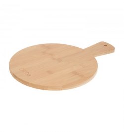Tabla Cortar Redonda Hecha En Madera De Bambu 100% Con Mango Ø26x36 cm. tabla Cortar, Carne Pescado, Verduras, Frutas, Alimentos