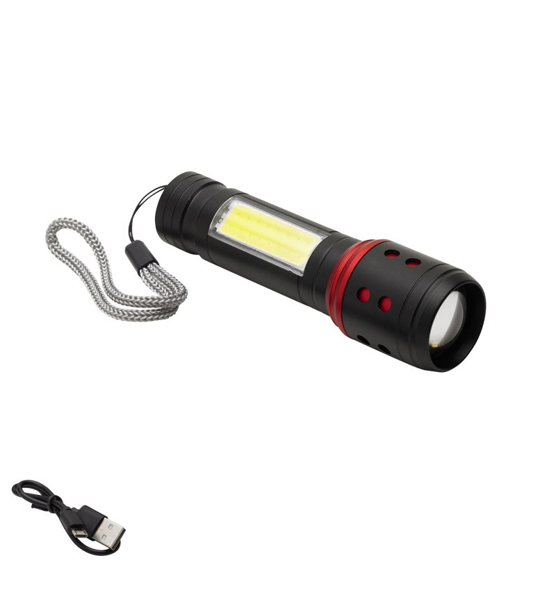 Linterna Led Bateria Recargable con Función Zoom 5 W. 300 - 150 Lumenes