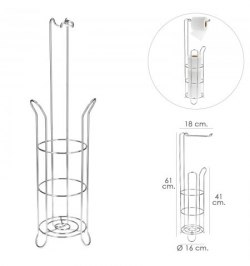 Portarrollos Papel Higienico Vertical Para Baño, Rollos De Reserva, 18x16x61cm.