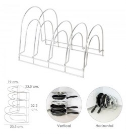Soporte Vertical 5 Niveles Para Sartenes, Tapaderas, Acero Cromado