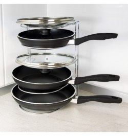 Soporte Vertical 5 Niveles Para Sartenes, Tapaderas, Acero Cromado