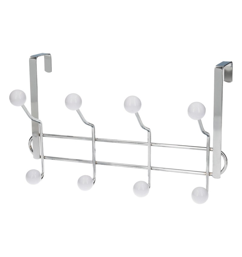 Perchero Cromado Colgante Para Puerta 4/8 Ganchos. Terminacion Blanca.