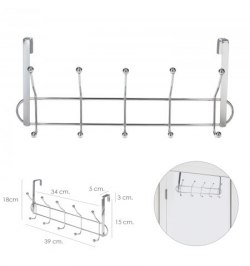 Perchero Cromado Colgante Para Puerta 5/10 Ganchos. Terminacion Metalica.