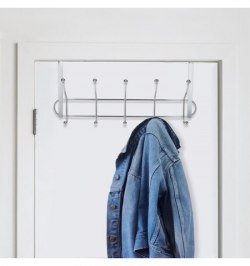Perchero Cromado Colgante Para Puerta 5/10 Ganchos. Terminacion Metalica.