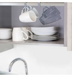 Colgador Tazas, Soporte Cocina Bajo Mueble, Acero 10 Ganchos.