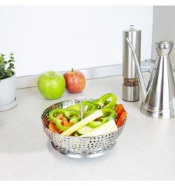 Cesta Vaporera Acero Inoxidable, Plegable Ø 13,5 / 23 cm. Cocina Al Vapor.