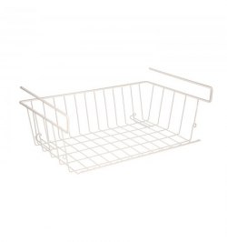 Cesta Bajo Estante Colgante Blanca 39x25x11cm. Cesta Bajo Estante Colgante Blanca 39x25x11cm.