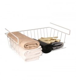 Cesta Bajo Estante Colgante Blanca 39x25x11cm. Cesta Bajo Estante Colgante Blanca 39x25x11cm.