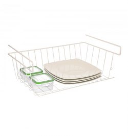 Cesta Bajo Estante Colgante Blanca 39x25x11cm. Cesta Bajo Estante Colgante Blanca 39x25x11cm.
