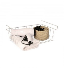 Cesta Bajo Estante Colgante Blanca 39x25x11cm. Cesta Bajo Estante Colgante Blanca 39x25x11cm.