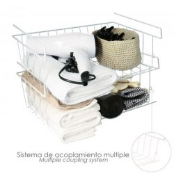 Cesta Bajo Estante Colgante Blanca 39x25x11cm. Cesta Bajo Estante Colgante Blanca 39x25x11cm.